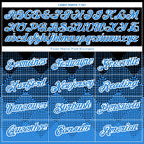 Custom Black Powder Blue-White 3D Pattern Design Gradient Square Shapes Performance T-Shirt
