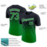 Custom Black Grass Green-White 3D Pattern Design Gradient Square Shapes Performance T-Shirt