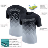 Custom Black Silver 3D Pattern Design Gradient Square Shapes Performance T-Shirt
