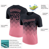 Custom Black Medium Pink 3D Pattern Design Gradient Square Shapes Performance T-Shirt