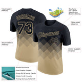 Custom Black Vegas Gold 3D Pattern Design Gradient Square Shapes Performance T-Shirt