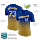 Custom Royal Old Gold-White 3D Pattern Design Gradient Square Shapes Performance T-Shirt