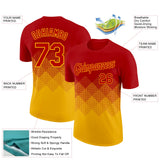 Custom Red Gold 3D Pattern Design Gradient Square Shapes Performance T-Shirt