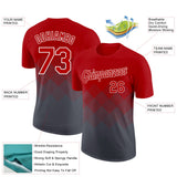 Custom Red Steel Gray-White 3D Pattern Design Gradient Square Shapes Performance T-Shirt