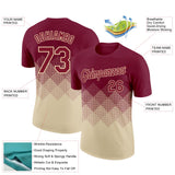 Custom Crimson Cream 3D Pattern Design Gradient Square Shapes Performance T-Shirt