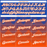 Custom Thunder Blue White-Orange 3D Pattern Design Gradient Square Shapes Performance T-Shirt