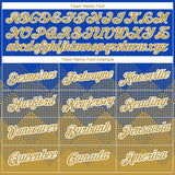 Custom Thunder Blue Old Gold-White 3D Pattern Design Gradient Square Shapes Performance T-Shirt