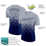 Custom Gray Navy 3D Pattern Design Gradient Square Shapes Performance T-Shirt