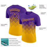 Custom Purple Gold 3D Pattern Design Gradient Square Shapes Performance T-Shirt