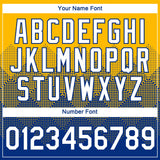 Custom Gold White-Royal 3D Pattern Design Gradient Square Shapes Performance T-Shirt