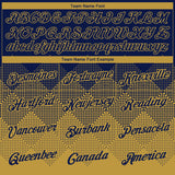 Custom Navy Old Gold 3D Pattern Design Gradient Square Shapes Performance T-Shirt