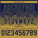Custom Navy Old Gold 3D Pattern Design Gradient Square Shapes Performance T-Shirt