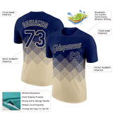 Custom Navy Cream 3D Pattern Design Gradient Square Shapes Performance T-Shirt