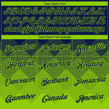 Custom Navy Neon Green 3D Pattern Design Gradient Square Shapes Performance T-Shirt