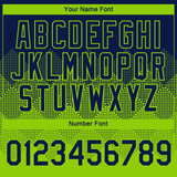 Custom Navy Neon Green 3D Pattern Design Gradient Square Shapes Performance T-Shirt