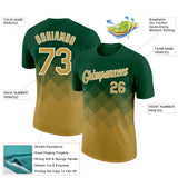 Custom Green Old Gold-White 3D Pattern Design Gradient Square Shapes Performance T-Shirt