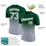 Custom Green Gray-White 3D Pattern Design Gradient Square Shapes Performance T-Shirt