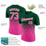 Custom Green Pink-White 3D Pattern Design Gradient Square Shapes Performance T-Shirt
