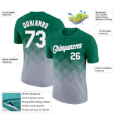 Custom Kelly Green White-Gray 3D Pattern Design Gradient Square Shapes Performance T-Shirt