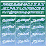 Custom Kelly Green Light Blue-White 3D Pattern Design Gradient Square Shapes Performance T-Shirt