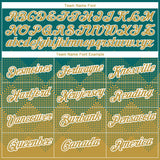Custom Teal Old Gold-White 3D Pattern Design Gradient Square Shapes Performance T-Shirt