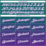 Custom Teal White-Purple 3D Pattern Design Gradient Square Shapes Performance T-Shirt
