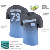 Custom Steel Gray Light Blue-White 3D Pattern Design Gradient Square Shapes Performance T-Shirt