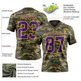 Custom Camo Purple-Yellow 3D Pattern Salute To Service Mesh Authentic Football Jersey