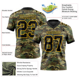 Custom Camo Black-Yellow 3D Pattern Salute To Service Mesh Authentic Football Jersey