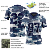 Custom Camo Navy-Gray 3D Pattern Salute To Service Mesh Authentic Football Jersey