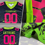 Custom Black Red Royal-White 3D Pattern American Flag Mesh Authentic Football Jersey