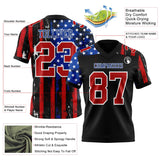 Custom Black Red Royal-White 3D Pattern American Flag Mesh Authentic Football Jersey