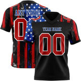 Custom Black Red Royal-White 3D Pattern American Flag Mesh Authentic Football Jersey