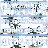 Custom White Light Blue 3D Pattern Hawaii Palm Trees Mesh Authentic Football Jersey