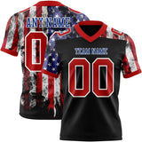 Custom Black Red Royal-White 3D Pattern American Flag Mesh Authentic Football Jersey