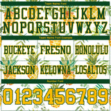 Custom White Gold-Green 3D Pattern Fruit Pineapple Mesh Authentic Football Jersey