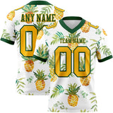 Custom White Gold-Green 3D Pattern Fruit Pineapple Mesh Authentic Football Jersey