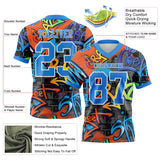 Custom Graffiti Pattern Powder Blue-White 3D Pattern Splash Mesh Authentic Football Jersey