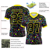 Custom Graffiti Pattern Black-Light Yellow 3D Pattern Splash Mesh Authentic Football Jersey