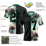 Custom Black Kelly Green 3D Pattern Tropical Hawaii Palm Leaves Mesh Authentic Football Jersey