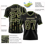 Custom Black Olive-Cream 3D Pattern American Flag Mesh Authentic Football Jersey