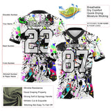 Custom Graffiti Pattern White-Black 3D Pattern Splash Mesh Authentic Football Jersey