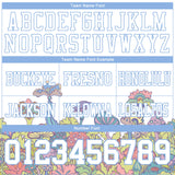 Custom White Light Blue 3D Pattern Colorful Flowers And Mushrooms Psychedelic Hallucination Mesh Authentic Football Jersey