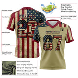 Custom Cream Vintage USA Flag Crimson-Black 3D Pattern Mesh Authentic Football Jersey