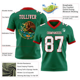 Custom Kelly Green White-Red 3D Pattern Mexico Mesh Authentic Football Jersey