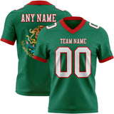 Custom Kelly Green White-Red 3D Pattern Mexico Mesh Authentic Football Jersey