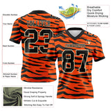 Custom Orange Black-Cream 3D Pattern Tiger Print Mesh Authentic Football Jersey