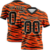 Custom Orange Black-Cream 3D Pattern Tiger Print Mesh Authentic Football Jersey