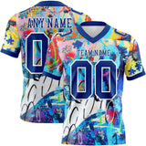 Custom Graffiti Pattern Royal-White 3D Pattern Mesh Authentic Football Jersey