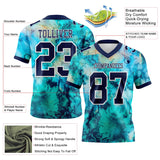 Custom Tie Dye Navy-White 3D Pattern Mesh Authentic Football Jersey